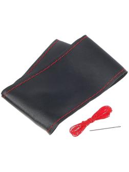 Сшивной чехол TORSO на руль 38 см, искусственная кожа, красный