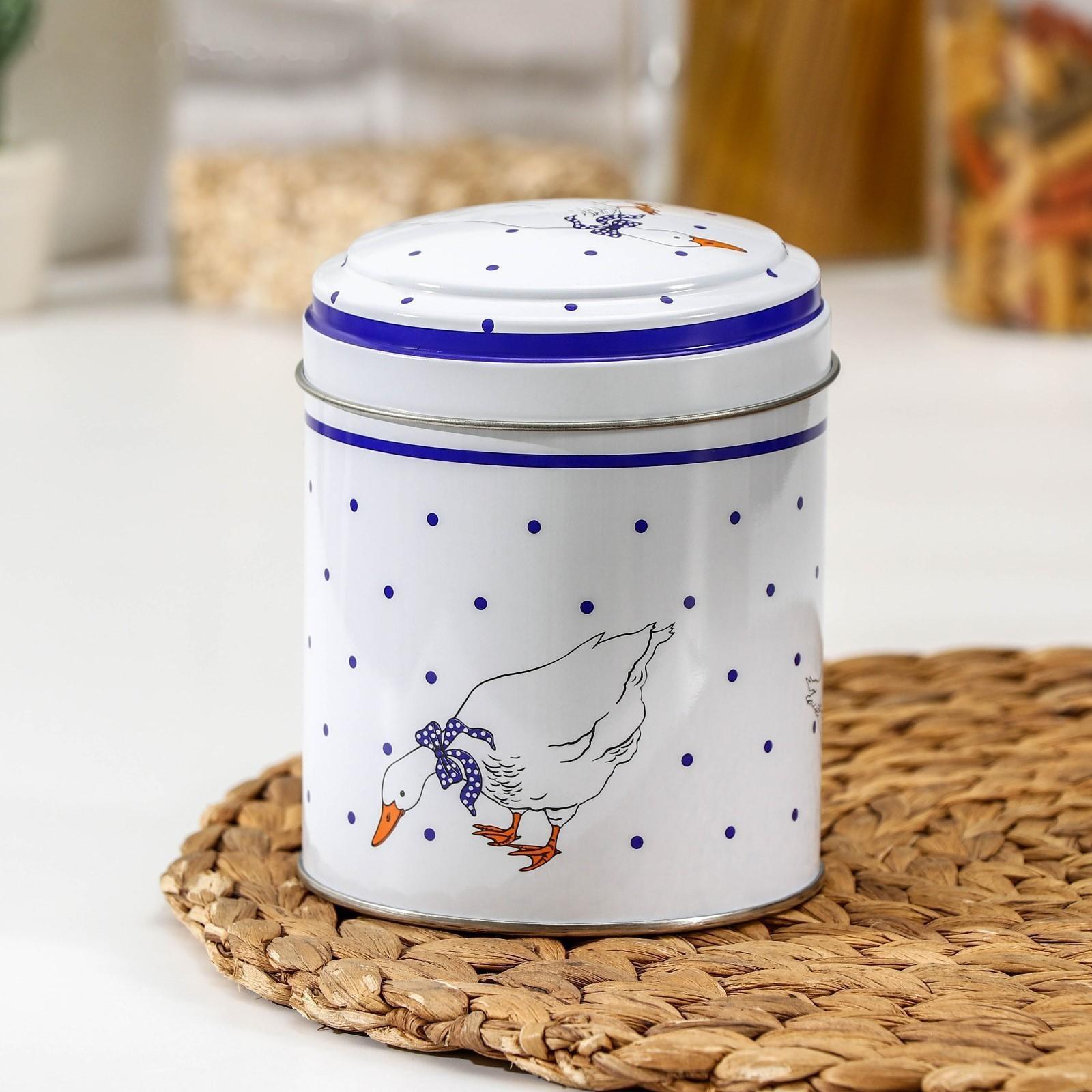 Банка для сыпучих продуктов «Гуси», 800 мл, круглая