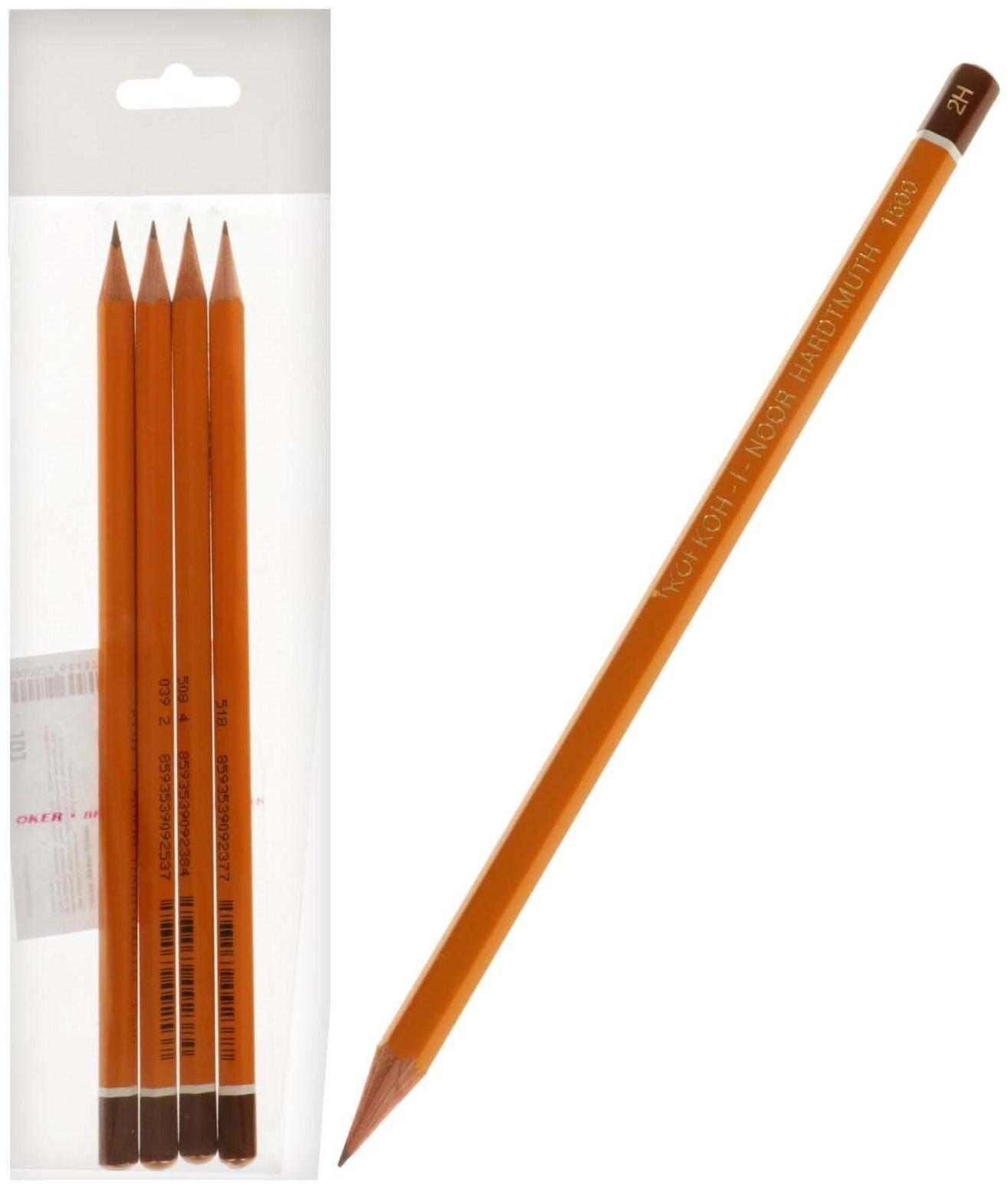Набор карандашей чернографитных разной твердости 5 штук Koh-i-Noor 1500/5, НВ, B, H, 2H, 2B