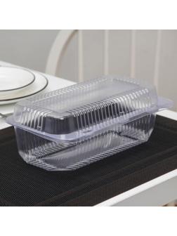 Контейнер одноразовый с неразьёмной крышкой, 1,77 л, 24×14×9 см, цвет прозрачный