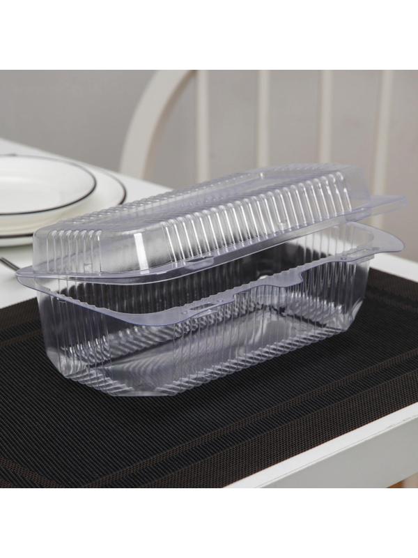 Контейнер одноразовый с неразьёмной крышкой, 1,77 л, 24×14×9 см, цвет прозрачный