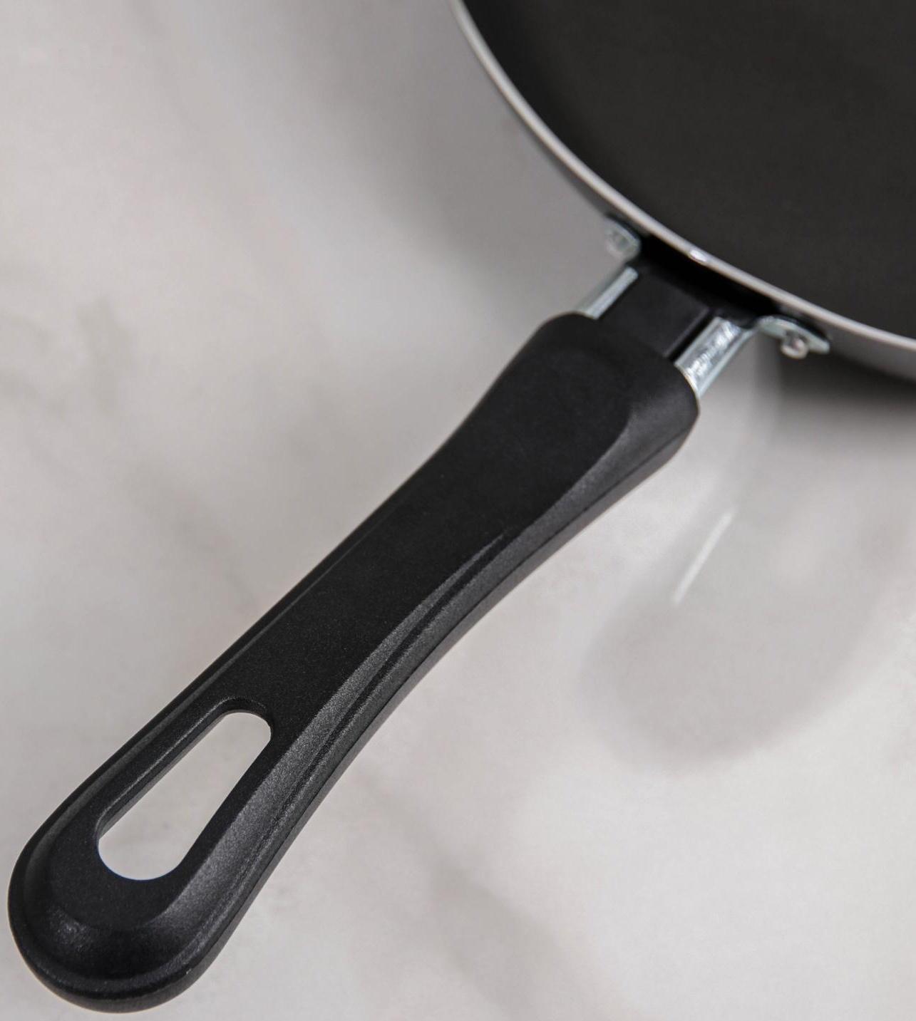 Сковорода Promo, d=24 см, стеклянная крышка, пластиковая ручка, антипригарное покрытие, цвет чёрный