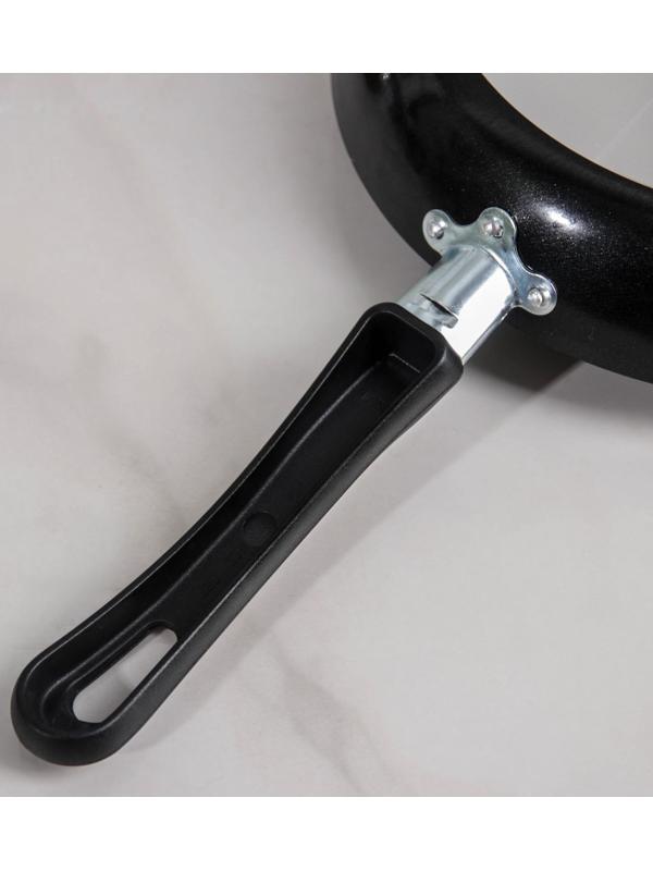 Сковорода Promo, d=24 см, стеклянная крышка, пластиковая ручка, антипригарное покрытие, цвет чёрный