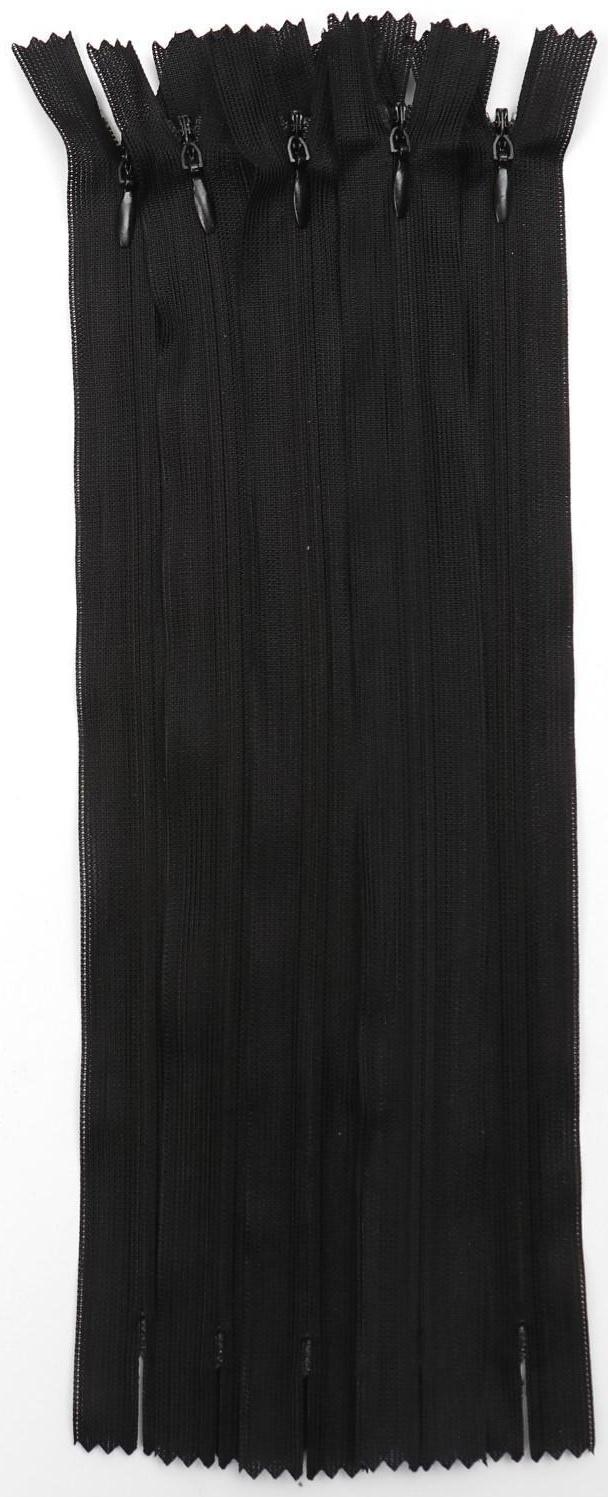 Молния потайная, №3, неразъёмная, замок автомат, 20 см, цвет чёрный