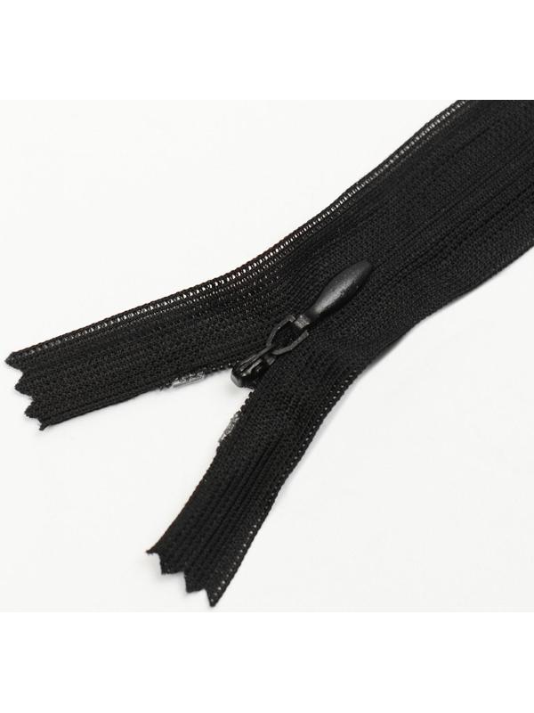 Молния потайная, №3, неразъёмная, замок автомат, 20 см, цвет чёрный