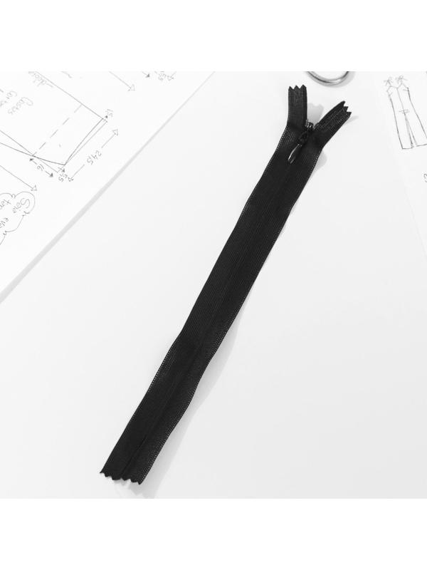 Молния потайная, №3, неразъёмная, замок автомат, 20 см, цвет чёрный