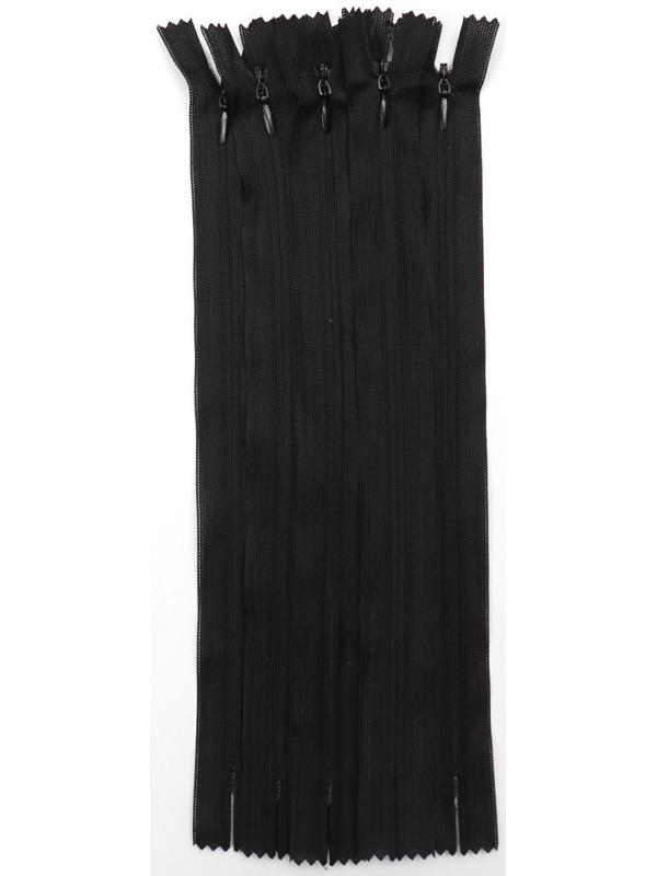 Молния потайная, №3, неразъёмная, замок автомат, 20 см, цвет чёрный