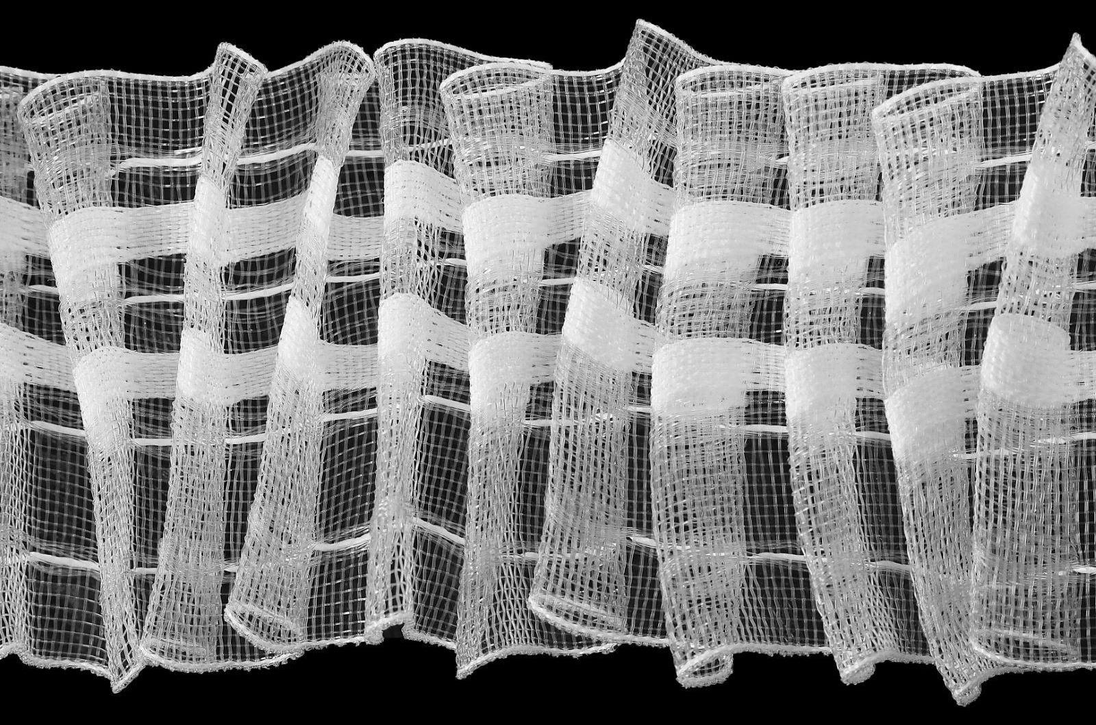 Шторная лента фиксированная сборка, органза, 6 см, 50 ± 1 м, цвет белый