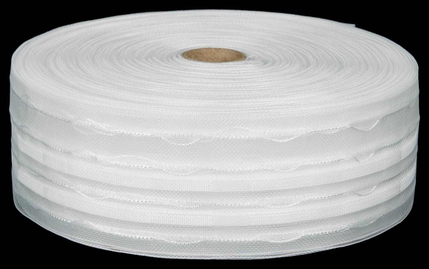 Шторная лента фиксированная сборка, органза, 6 см, 50 ± 1 м, цвет белый