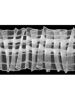Шторная лента фиксированная сборка, органза, 6 см, 50 ± 1 м, цвет белый