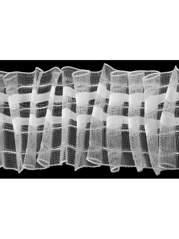 Шторная лента фиксированная сборка, органза, 6 см, 50 ± 1 м, цвет белый