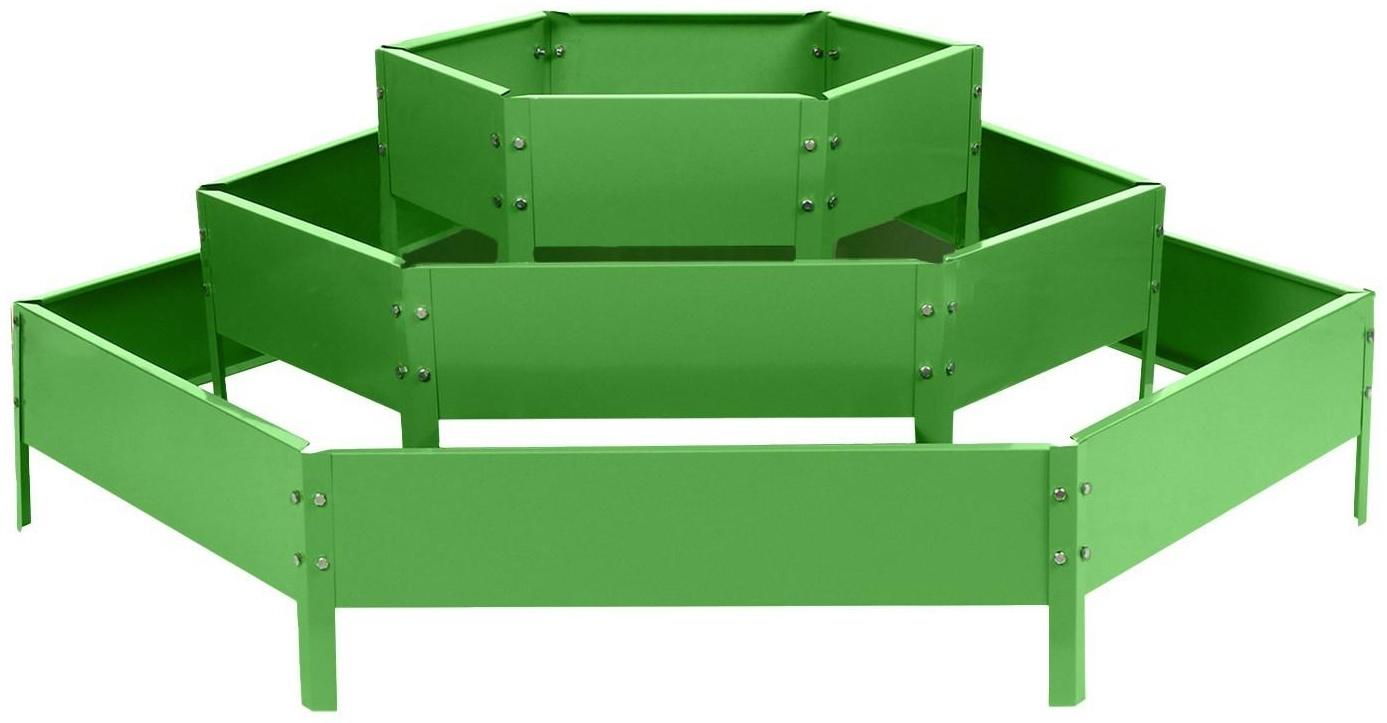 Клумба оцинкованная, 3 яруса, d = 60–100–140 см, h = 45 см, зелёная, Greengo