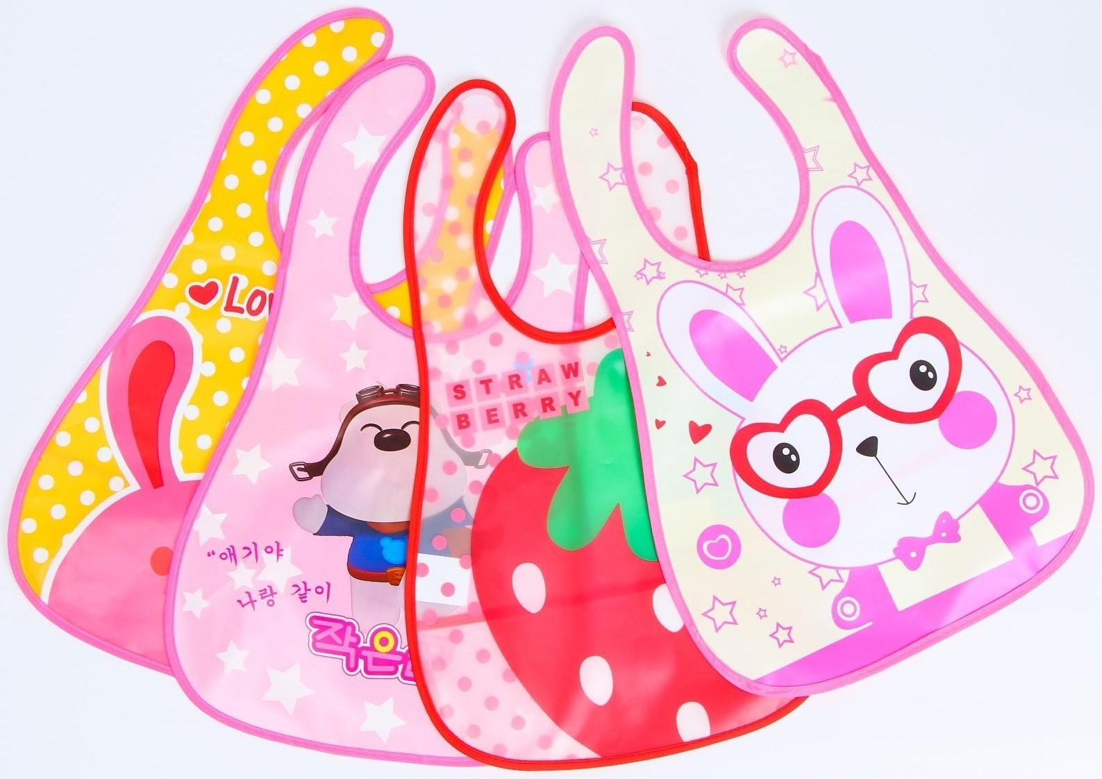 Нагрудник с карманом для девочки, непромокаемый, на липучке, цвета МИКС