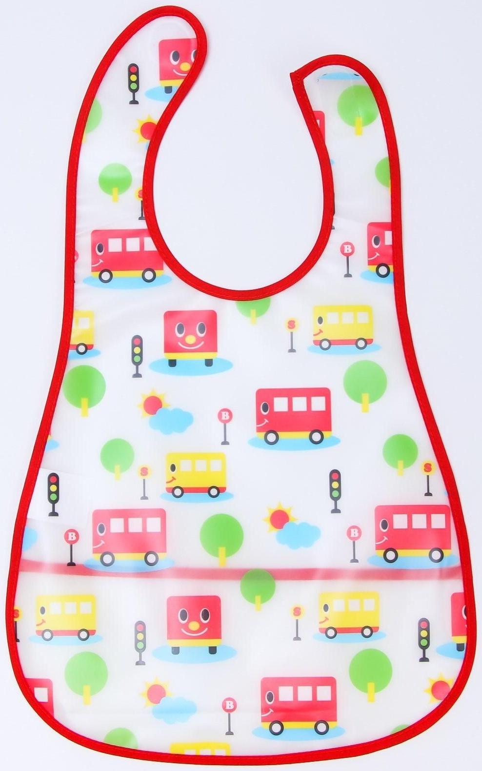 Нагрудник с карманом для девочки, непромокаемый, на липучке, цвета МИКС