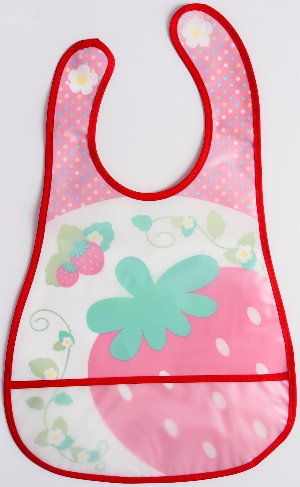 Нагрудник с карманом для девочки, непромокаемый, на липучке, цвета МИКС