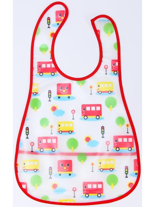 Нагрудник с карманом для девочки, непромокаемый, на липучке, цвета МИКС