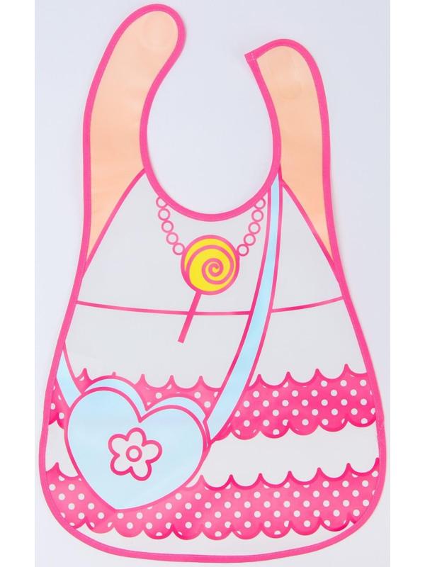 Нагрудник с карманом для девочки, непромокаемый, на липучке, цвета МИКС