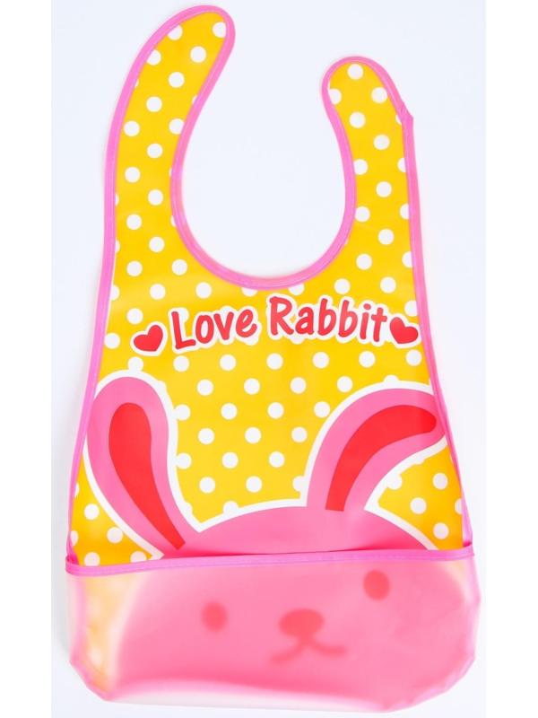 Нагрудник с карманом для девочки, непромокаемый, на липучке, цвета МИКС