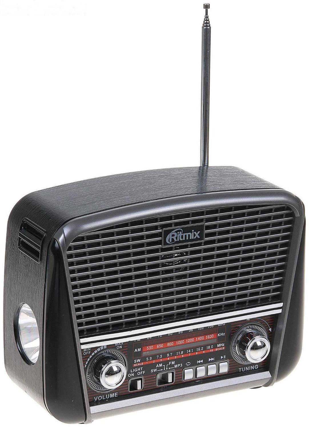 Радиоприемник Ritmix RPR-065 GRAY, функция MP3-плеера, фонарь
