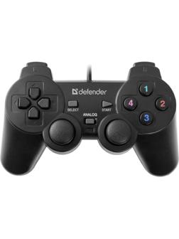 Геймпад Defender Omega USB, проводной, вибрация, для PC, USB, черный