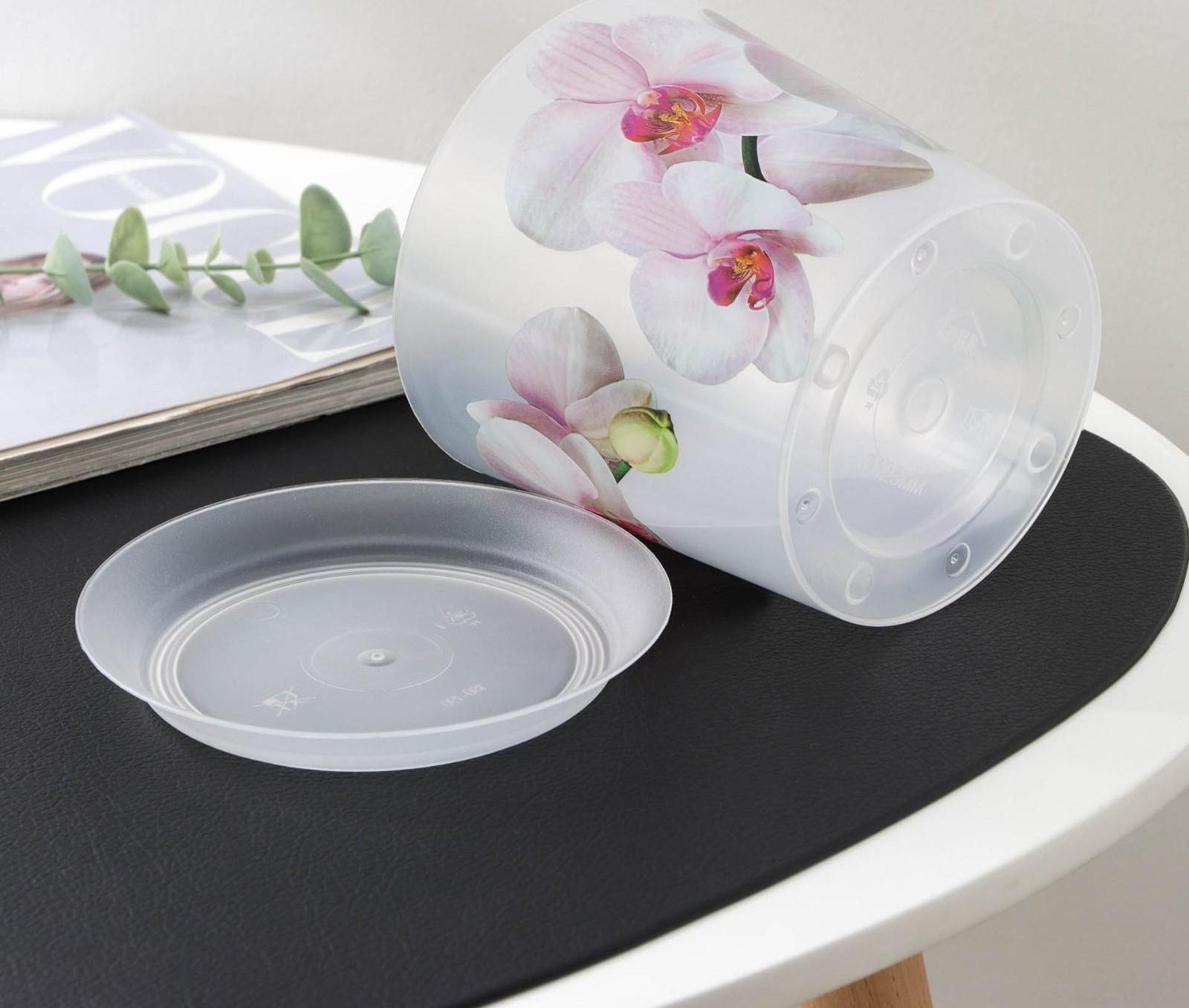 Горшок для орхидей с поддоном «Деко», 1,2 л цвет белый