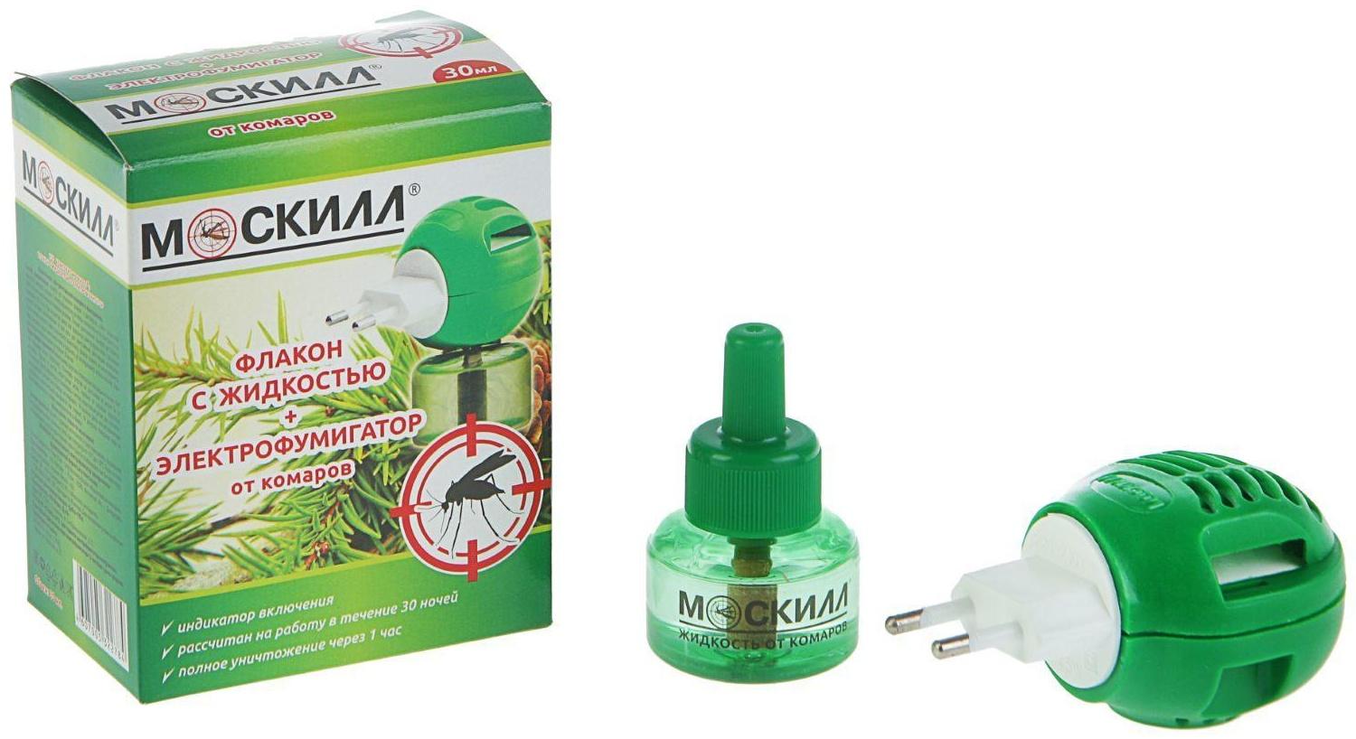 Комплект Москилл Флакон с жидкостью от комаров 30 мл. + Электрофумигатор