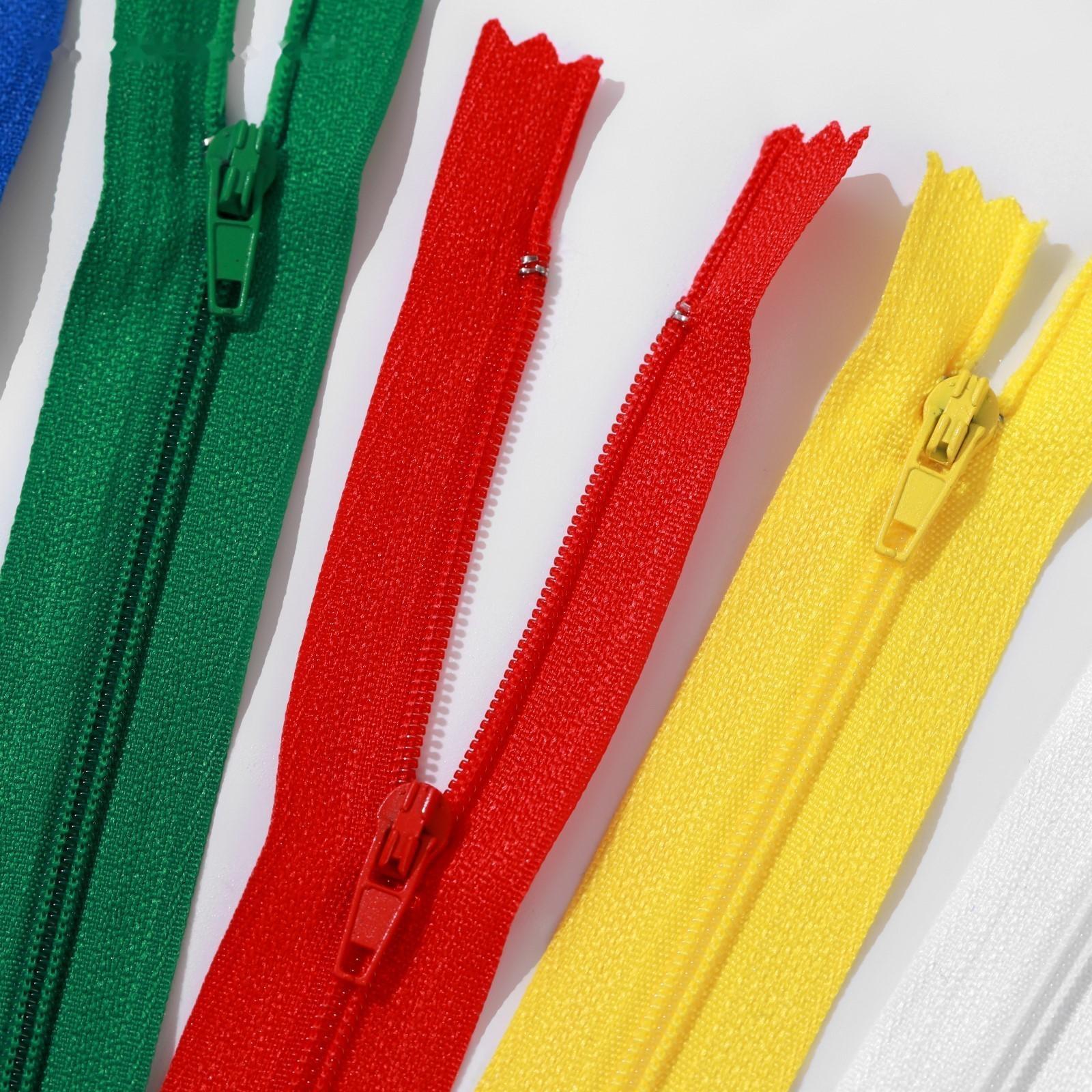 Набор молний «Спираль», №3, неразъёмные, 20 см, 6 шт, разноцветные