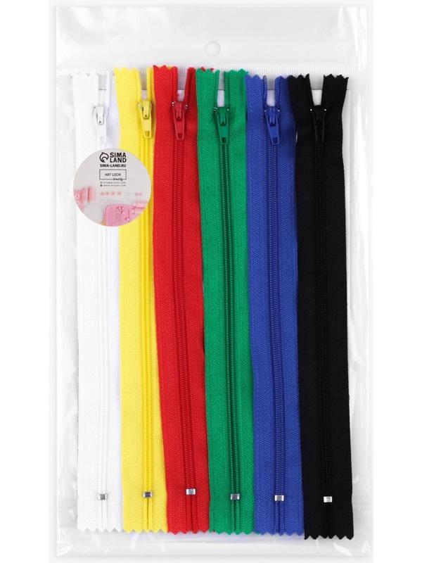 Набор молний «Спираль», №3, неразъёмные, 20 см, 6 шт, разноцветные