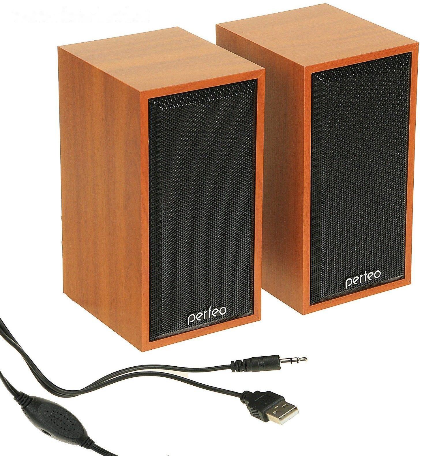 Компьютерные колонки 2.0 Perfeo CABINET PF-84, 2х3 Вт, USB, дерево