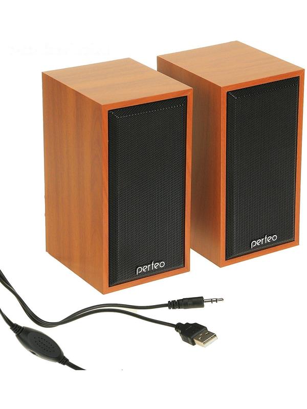 Компьютерные колонки 2.0 Perfeo CABINET PF-84, 2х3 Вт, USB, дерево