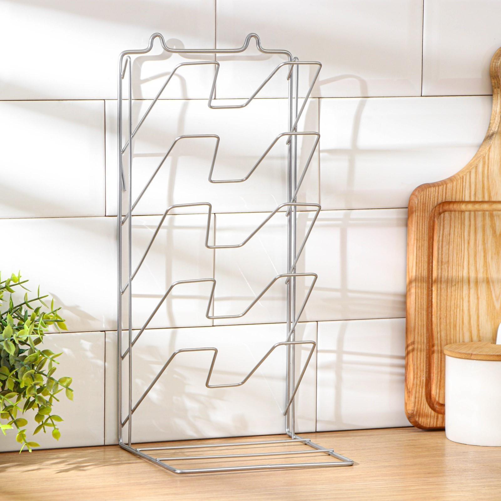 Подставка под крышки вертикальная, 5 ярусов 15×16×36 см, цвет хром