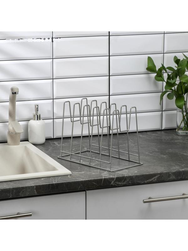 Подставка под крышки настольная, 5 предметов, 28×16×22 см, цвет хром