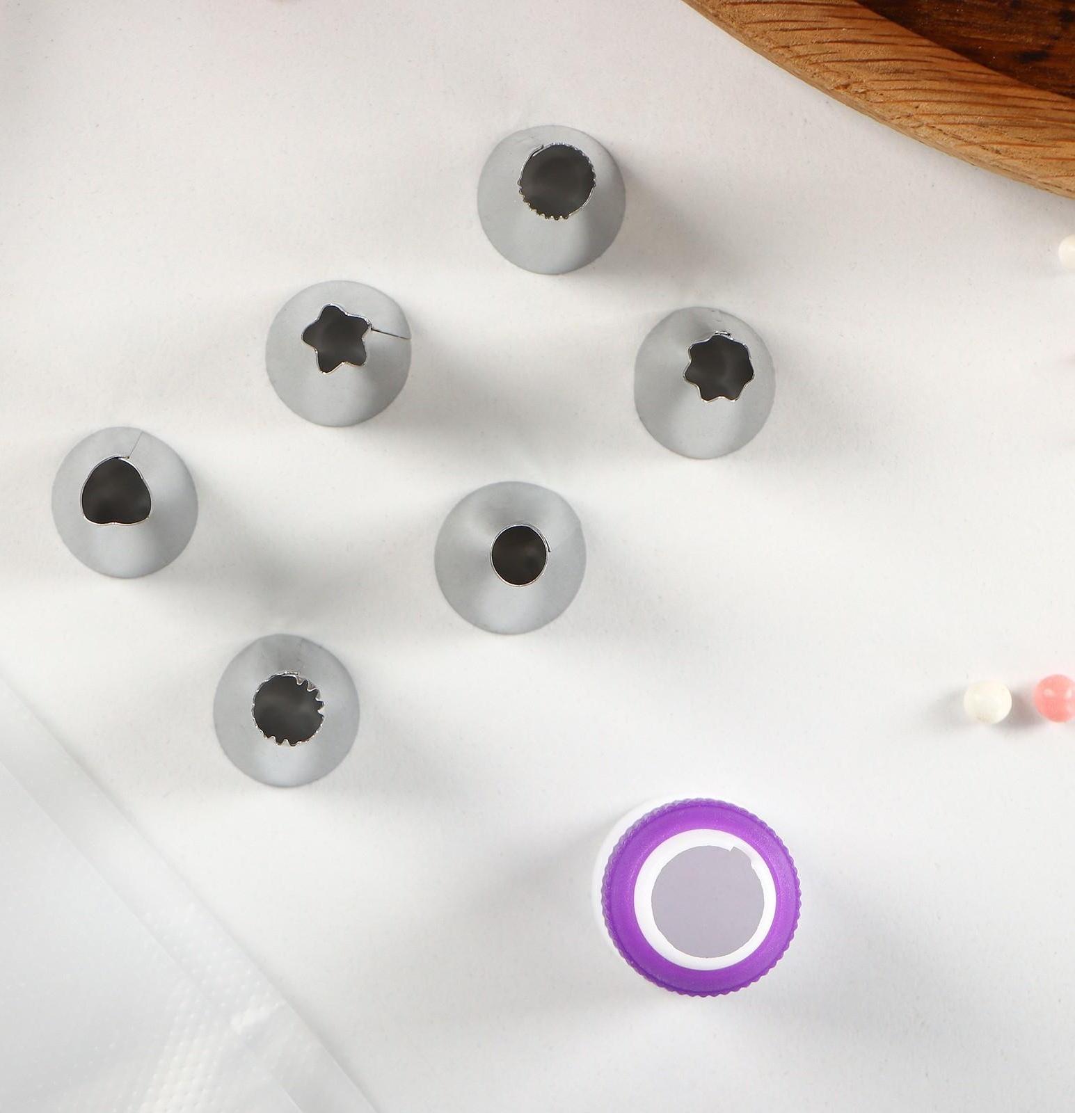 Набор кондитерский Доляна «Дабл», 9 предметов: 2 мешка, 6 насадок, адаптер, насадки МИКС