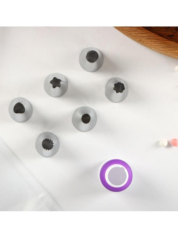 Набор кондитерский Доляна «Дабл», 9 предметов: 2 мешка, 6 насадок, адаптер, насадки МИКС