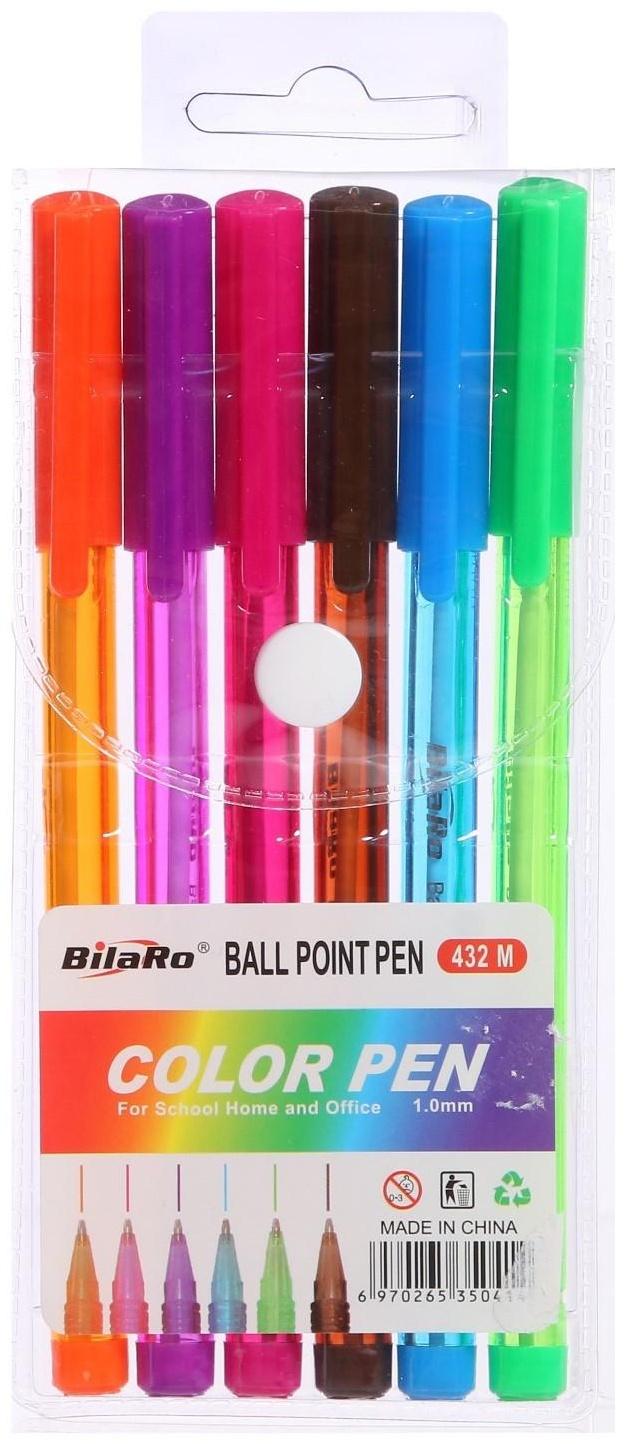 Набор ручек шариковых, 6 цветов, треугольный, тонированный корпус, в блистере на кнопке