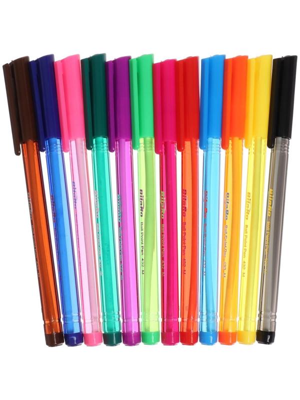 Набор ручек шариковых, 12 цветов, треугольный, тонированный корпус, в блистере на кнопке