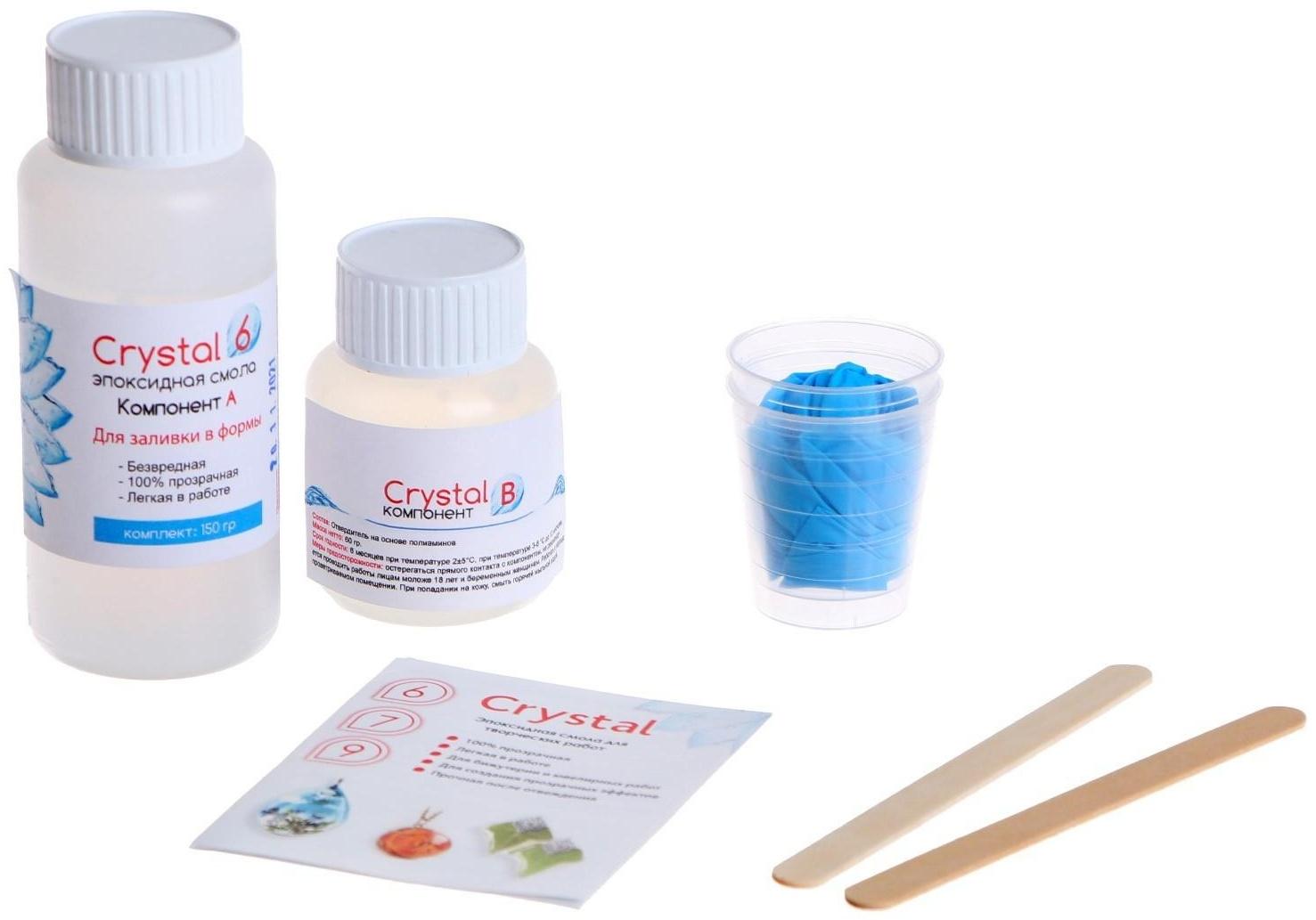Эпоксидная смола Crystal 6: компоненты А, 120 г + В, 30 г + инструменты