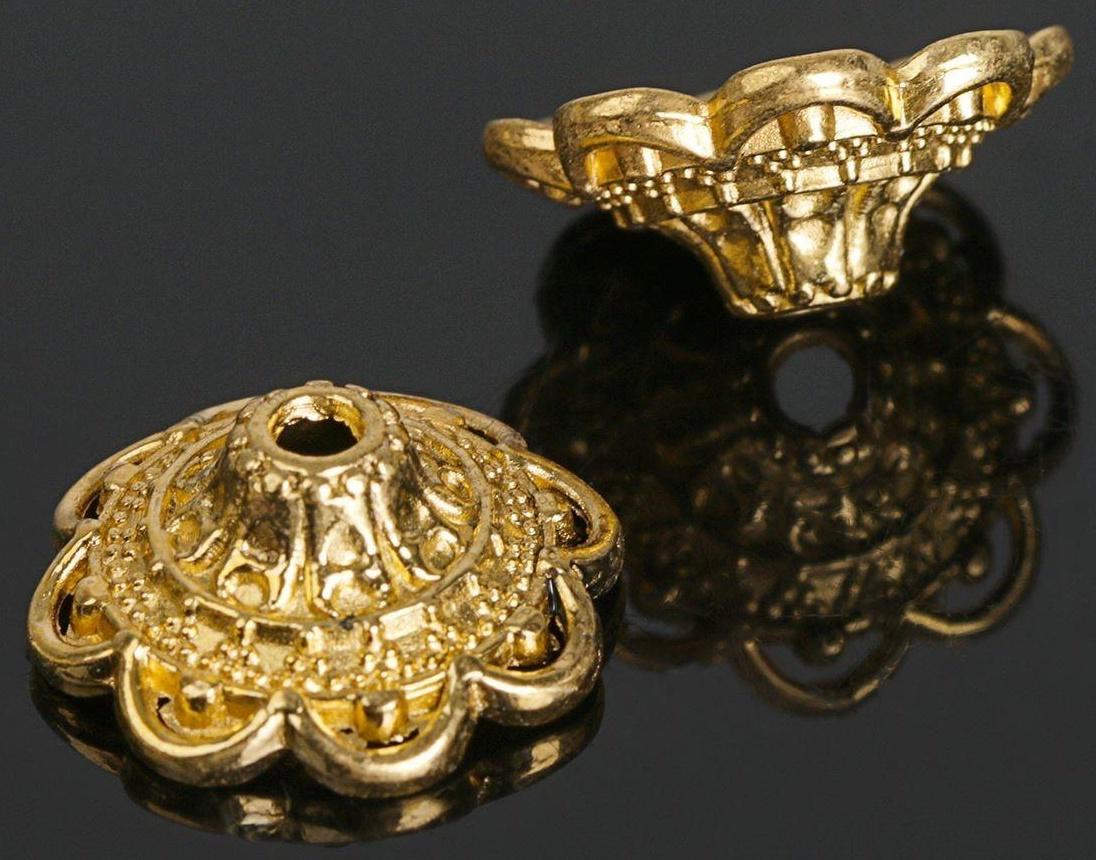 Шапочки для бусин (набор 10шт), 6х13,5 мм, цвет черненое золото