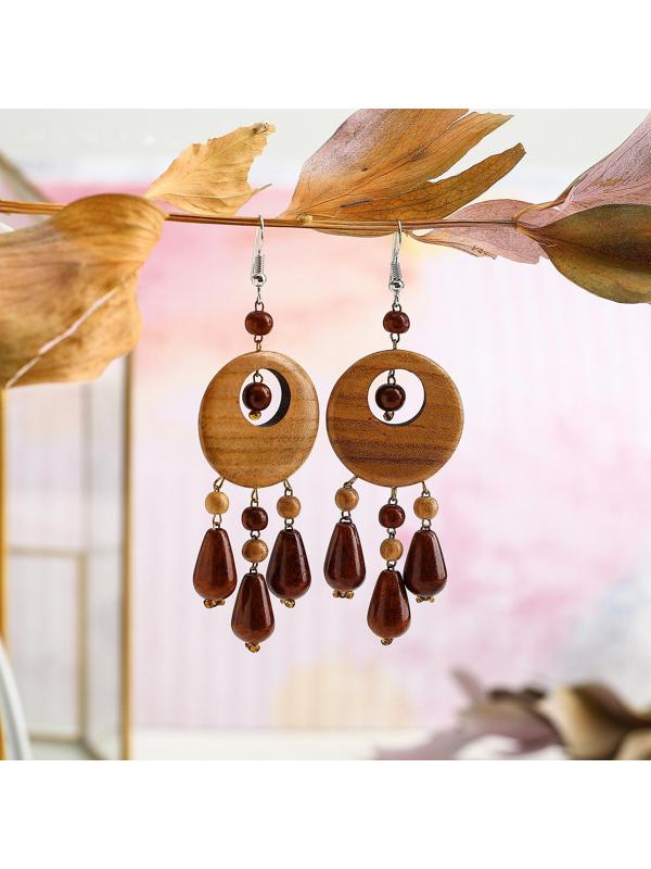 Серьги ручная работа, деревянные 