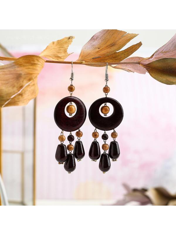 Серьги ручная работа, деревянные 