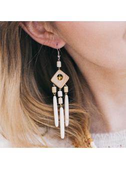 Серьги ручная работа, деревянные 