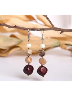 Серьги ручная работа, деревянные 