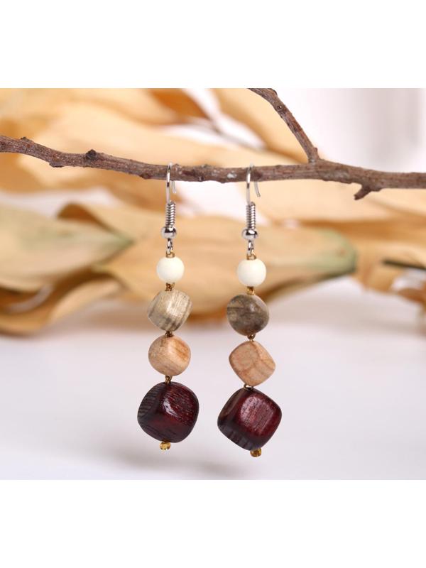 Серьги ручная работа, деревянные 