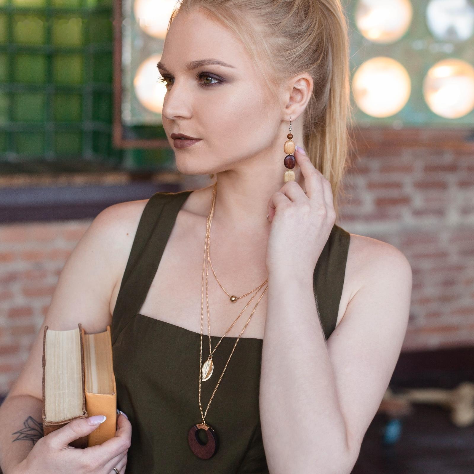 Серьги ручная работа, деревянные 