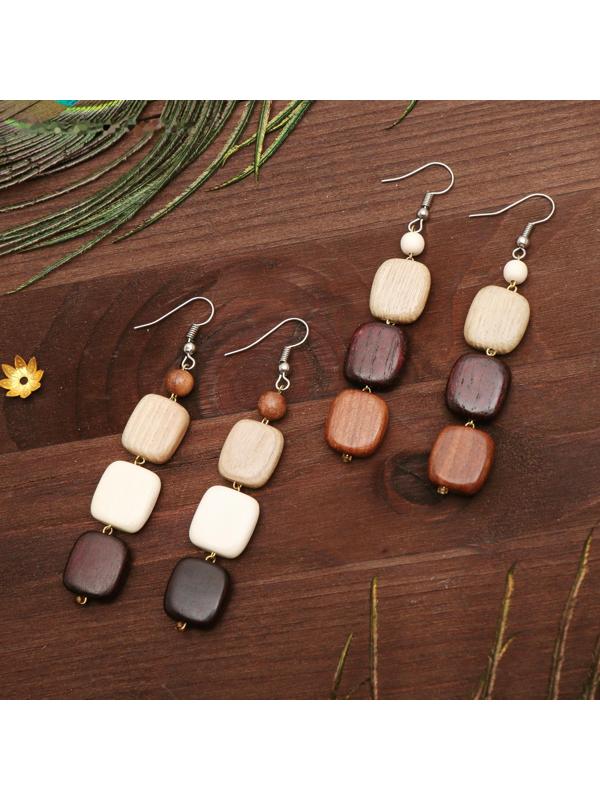 Серьги ручная работа, деревянные 