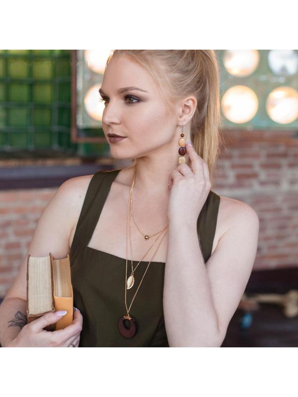 Серьги ручная работа, деревянные 