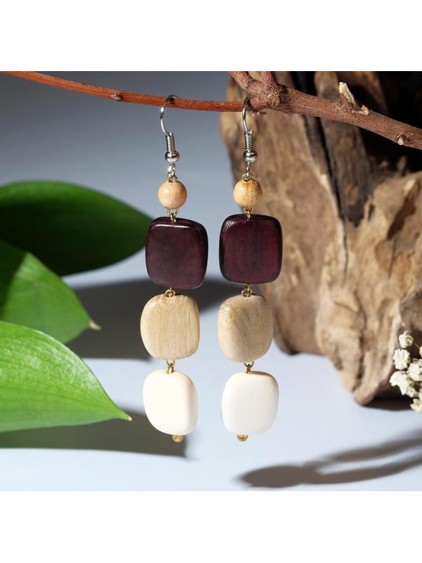 Серьги ручная работа, деревянные 