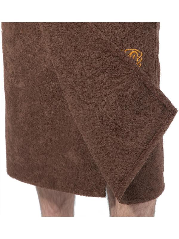 Килт(юбка) мужской махровый, с карманом, 70х150 коричневый