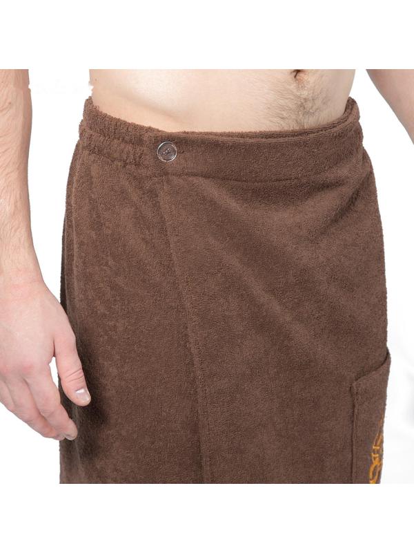 Килт(юбка) мужской махровый, с карманом, 70х150 коричневый