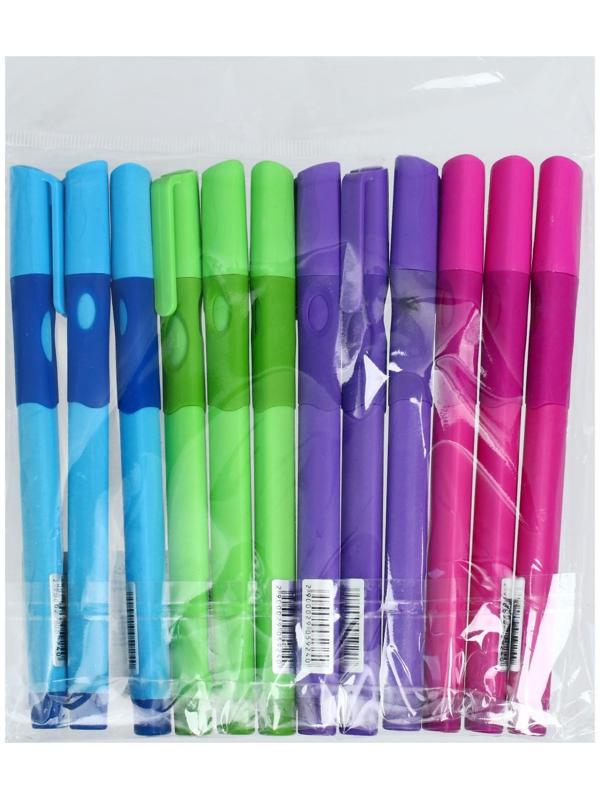 Ручка шариковая, 0.7 мм, стержень синий, корпус с резиновым держателем, МИКС